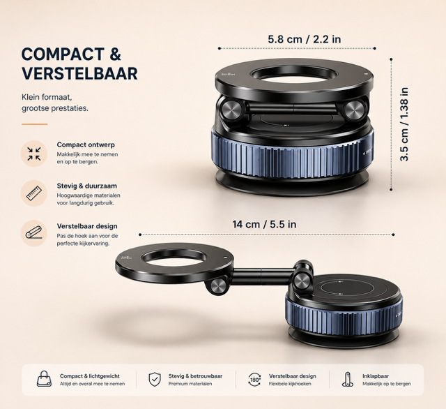 Magnetische Telefoonhouder voor Auto – 360° Draaibaar & Sterke Zuignap