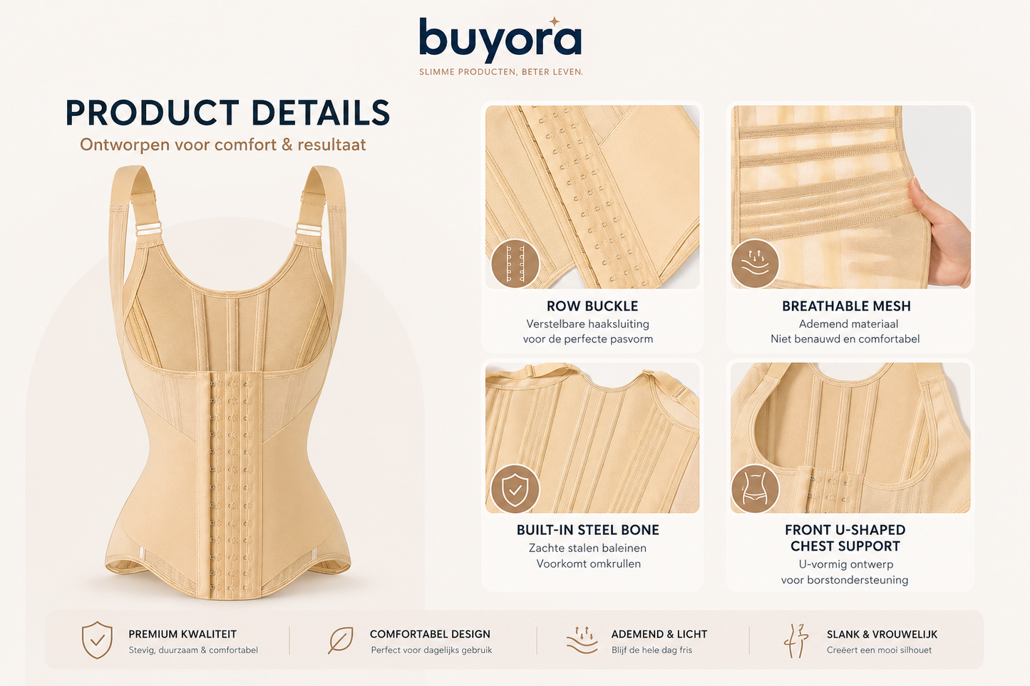 Premium Waist Trainer Corset – Verstelbare Tailleband voor een Slank Silhouet