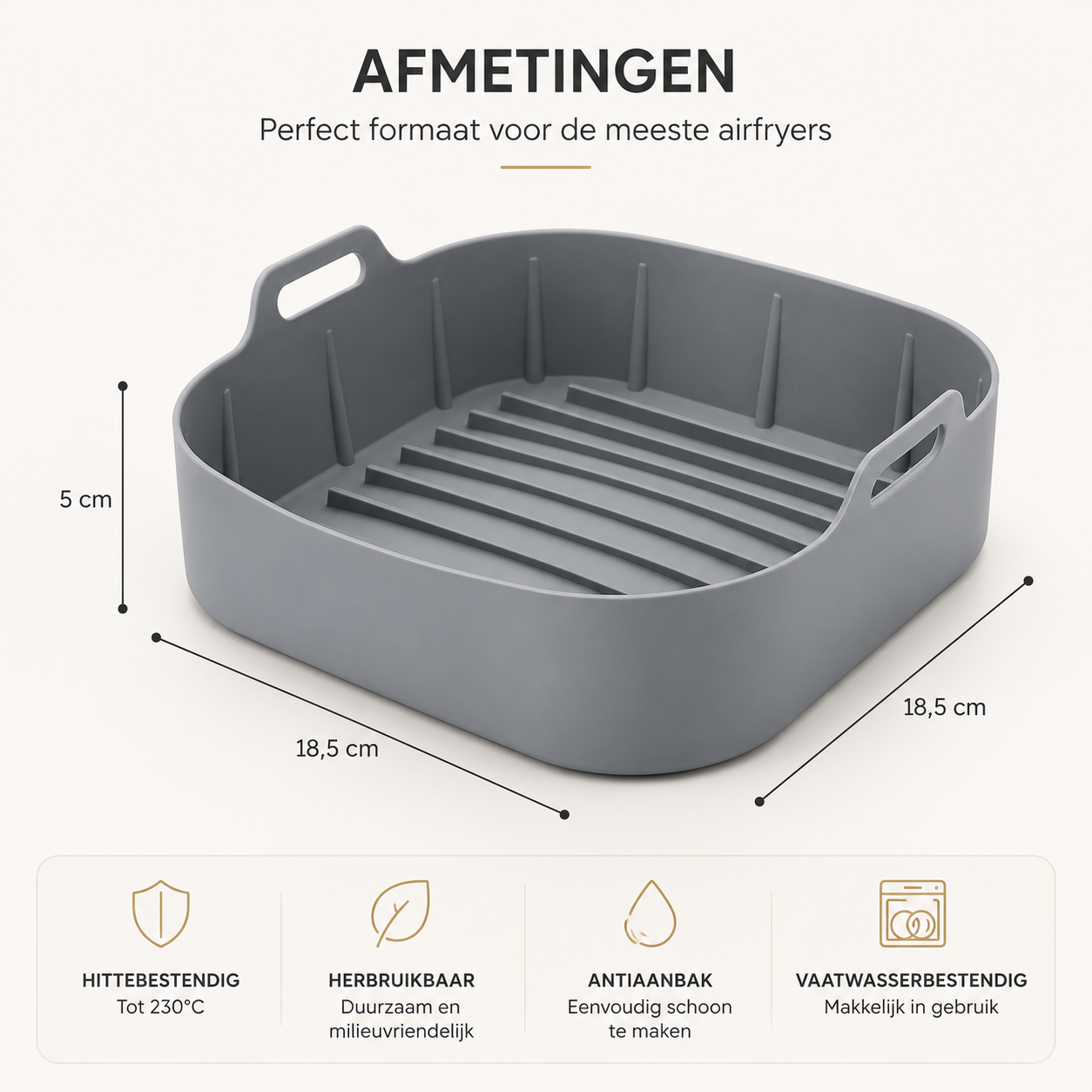 Herbruikbare Siliconen Airfryer Bakvorm – Antiaanbak & Hittebestendig